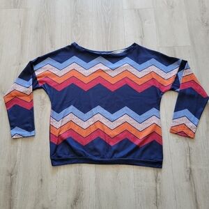Women's XL Multi Color Chevron Stripe Sweater